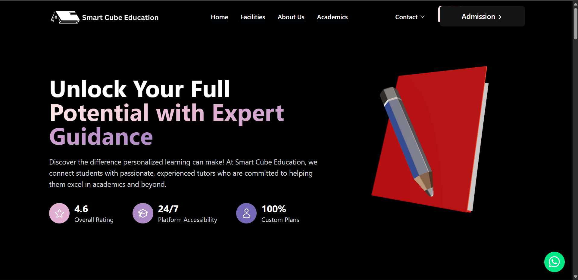 Smart Cube education platform interface with interactive learning resources and tutoring features